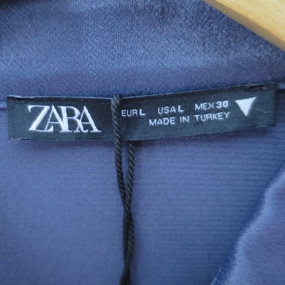 Zara Knotted Satin Effect Shirt Dress Size L - Picture 11 of 14